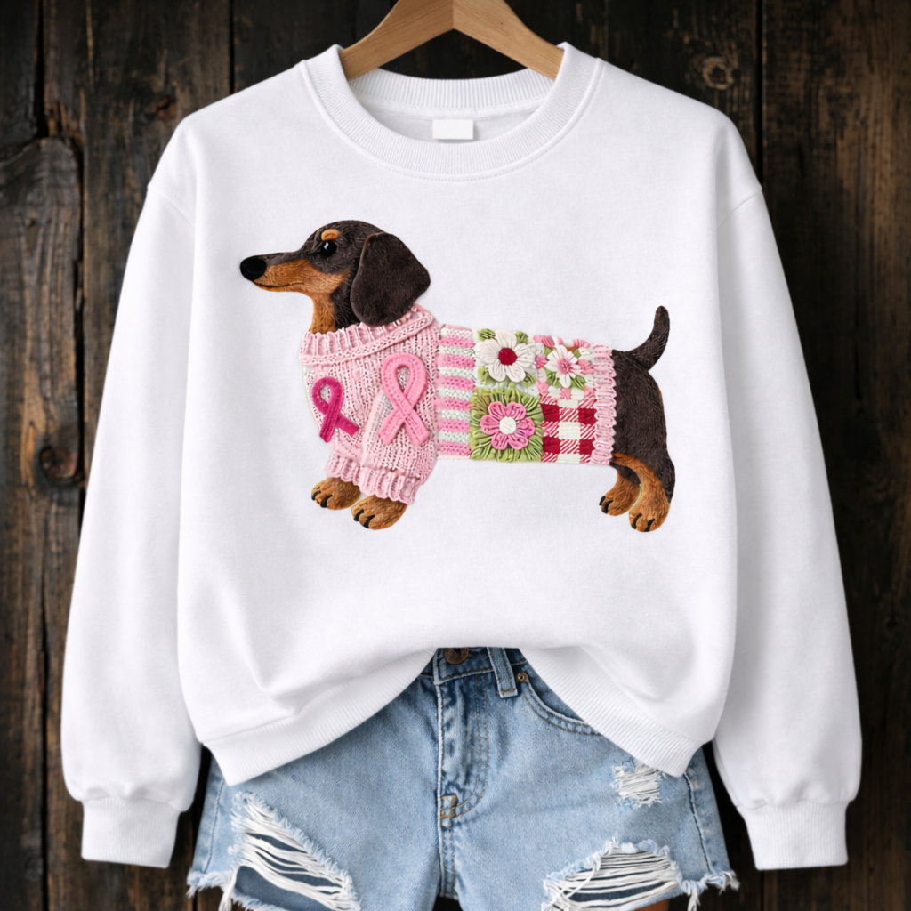 Kuscheliger pullover mit süßem Dackel-Patch-Design