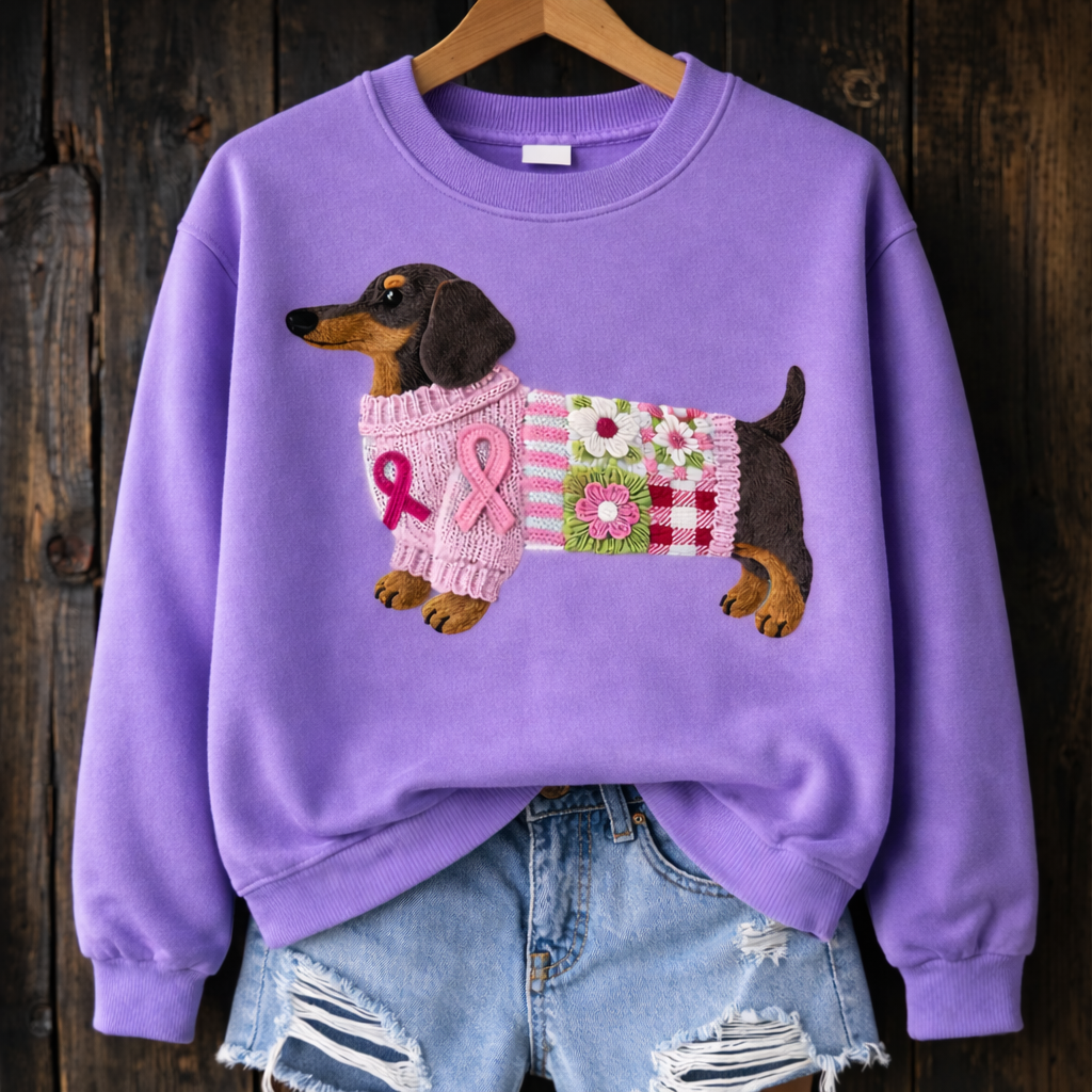 Kuscheliger pullover mit süßem Dackel-Patch-Design