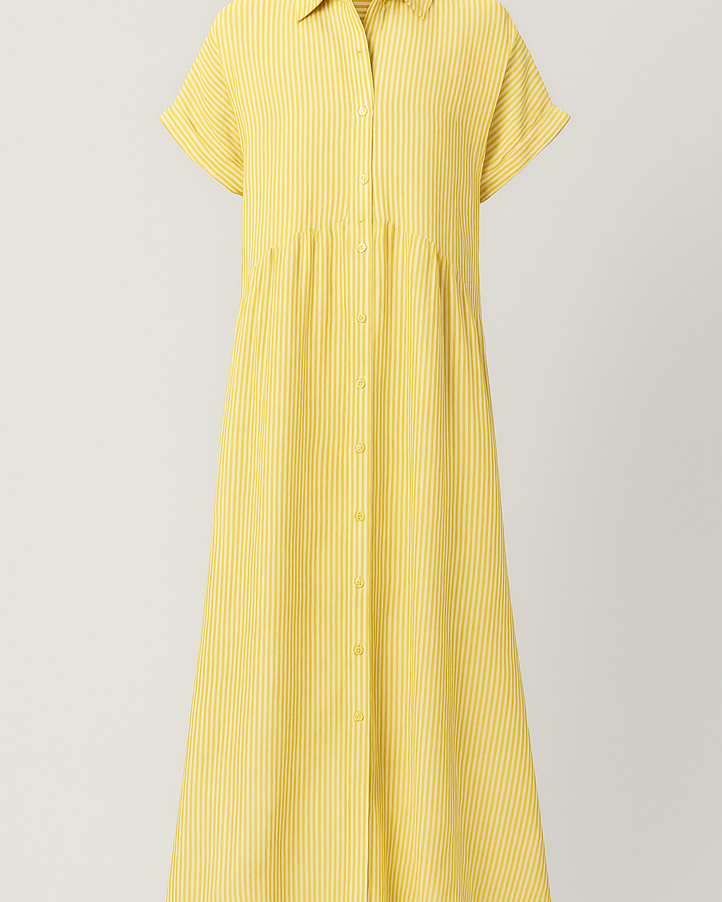 Refined Women's Midi Dress with Handy Pockets - Yellow - Midi Dress - Concept Fashionlab