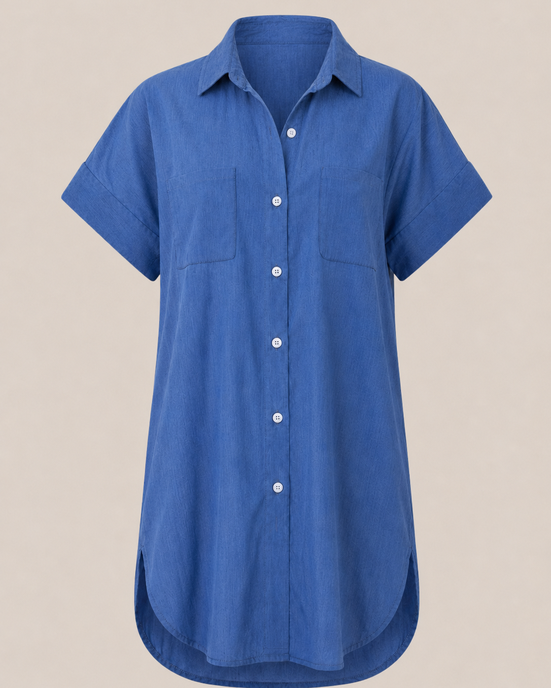 Lässiges Damen Hemdkleid mit Knopfleiste und Taschen - Hellblau - Dress - Concept Fashionlab