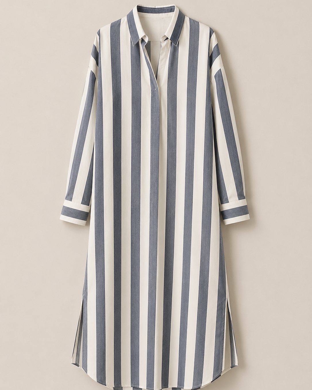 Lässiges gestreiftes Shirt Boho-Stil Maxi-Kleid - - Shirt - Concept Fashionlab