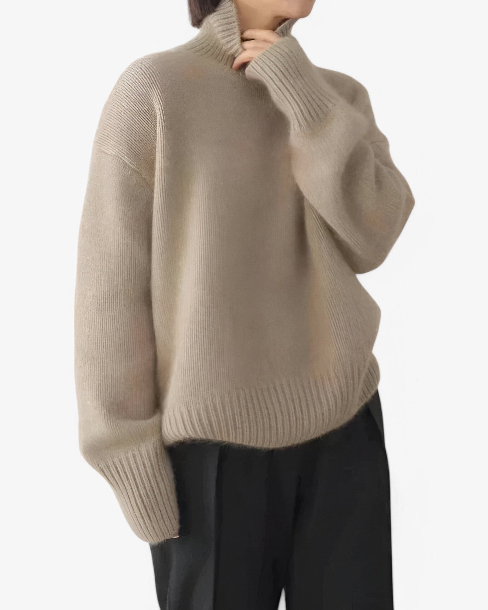 Kaschmir-Pullover: weich, elegant und zeitlos Damen - Khaki - Sweater - Concept Fashionlab