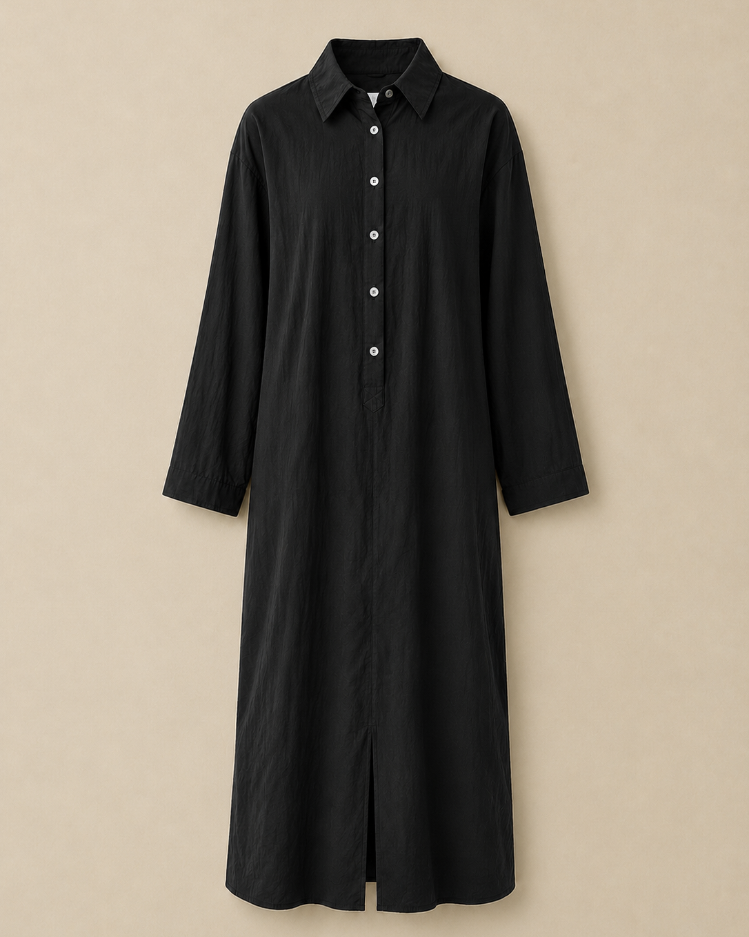 Soline | Lockeres Schwarzes Maxikleid mit Knöpfen - - Maxi Dress - Cow Clothing
