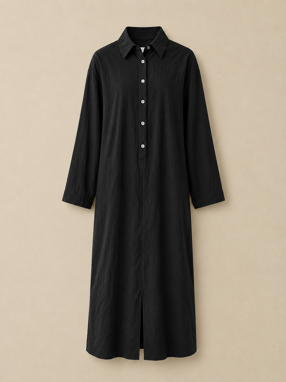 Soline | Lockeres Schwarzes Maxikleid mit Knöpfen - - Maxi Dress - Cow Clothing