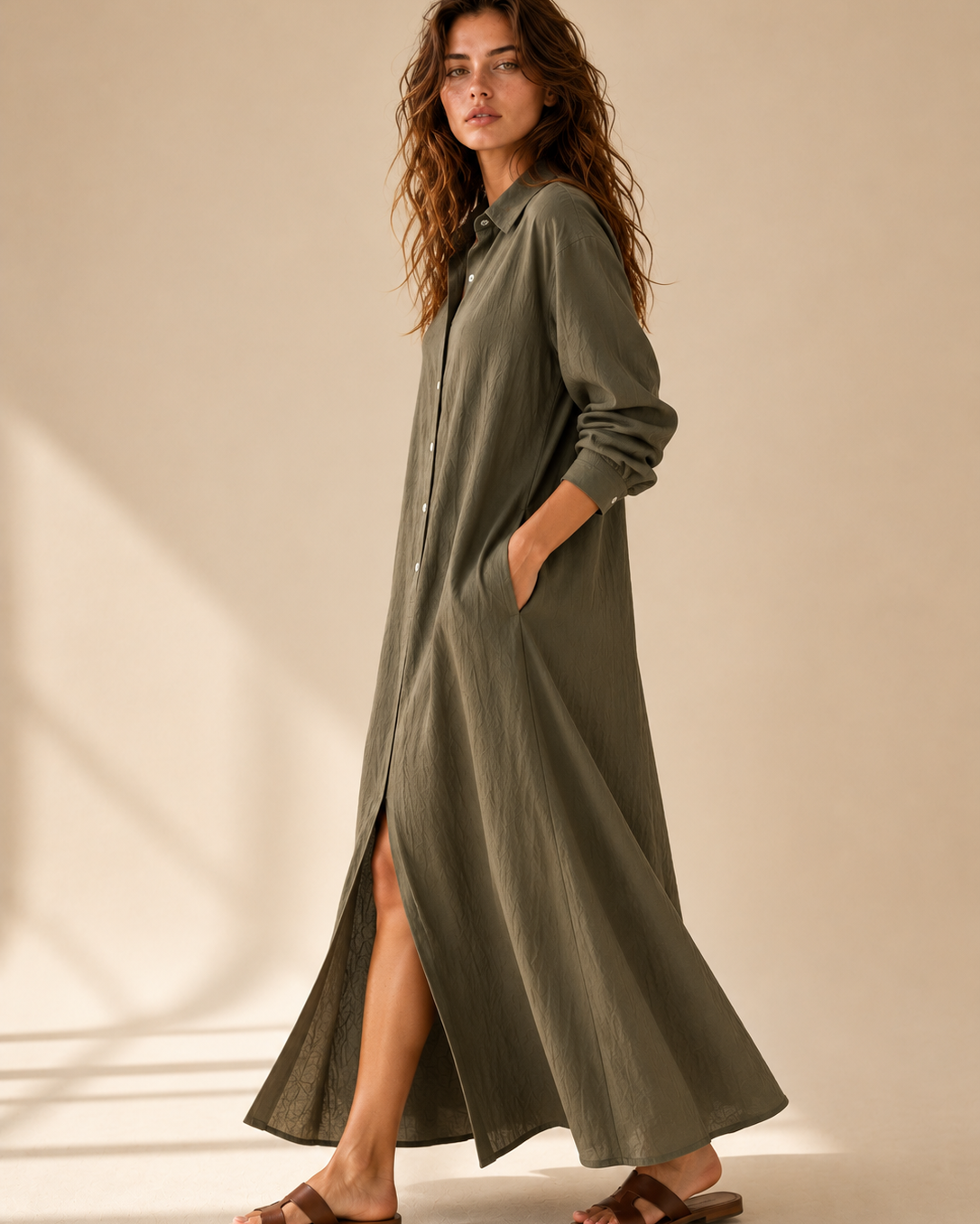 Soline | Lockeres Schwarzes Maxikleid mit Knöpfen - - Maxi Dress - Cow Clothing