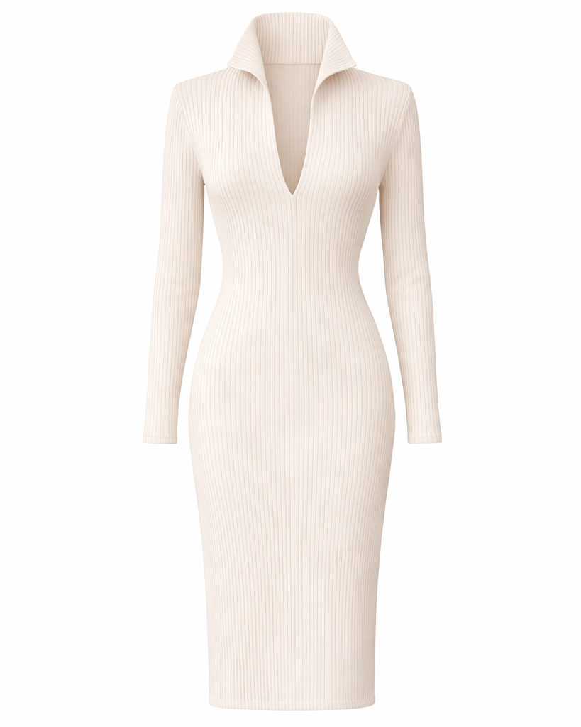 Luxus-gerippte Strickkleid