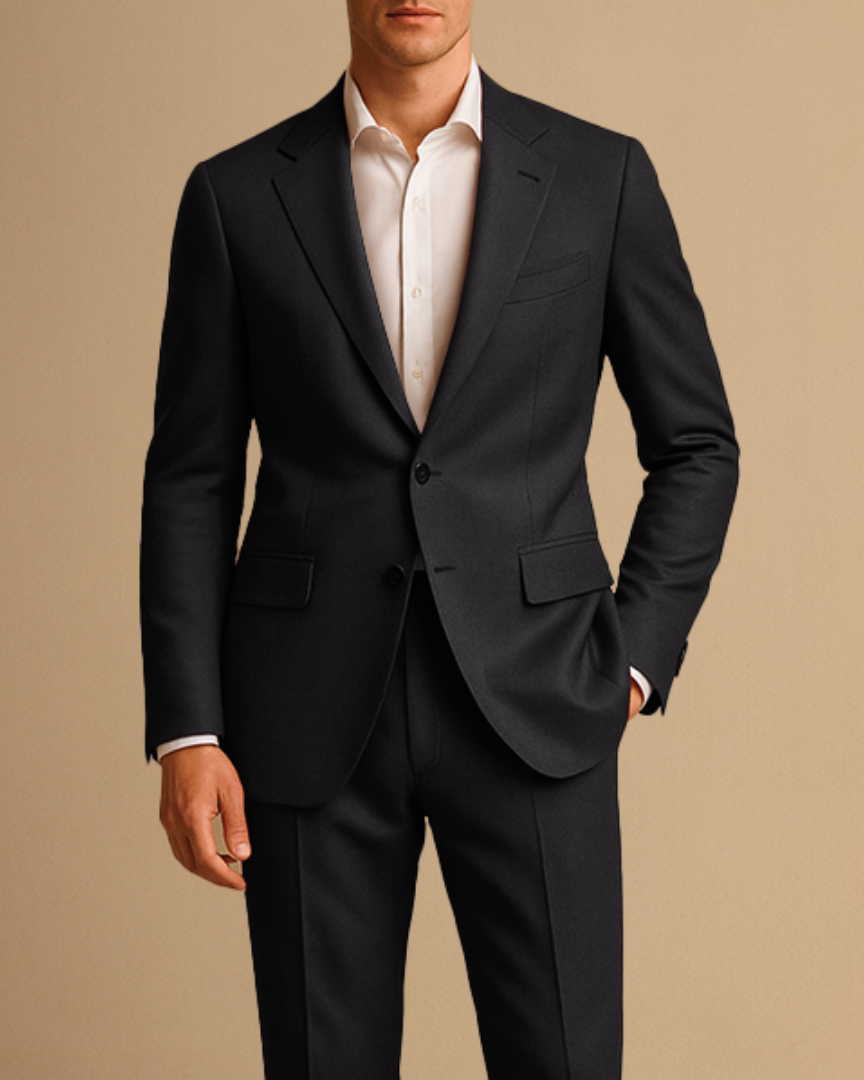 Leichter Herren Slim Fit Anzug Zweiteiler für Hochzeiten und formelle Anlässe - Schwarz - Men's Suits - Concept Palermo