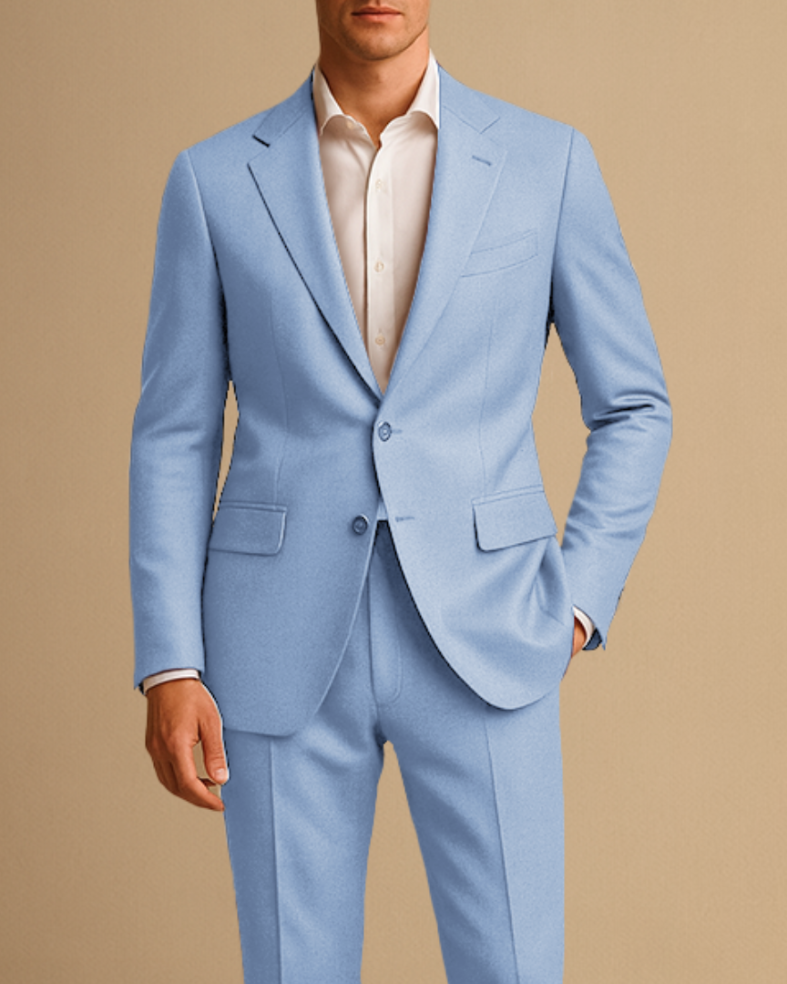 Leichter Herren Slim Fit Anzug Zweiteiler für Hochzeiten und formelle Anlässe - Hellblau - Men's Suits - Concept Palermo