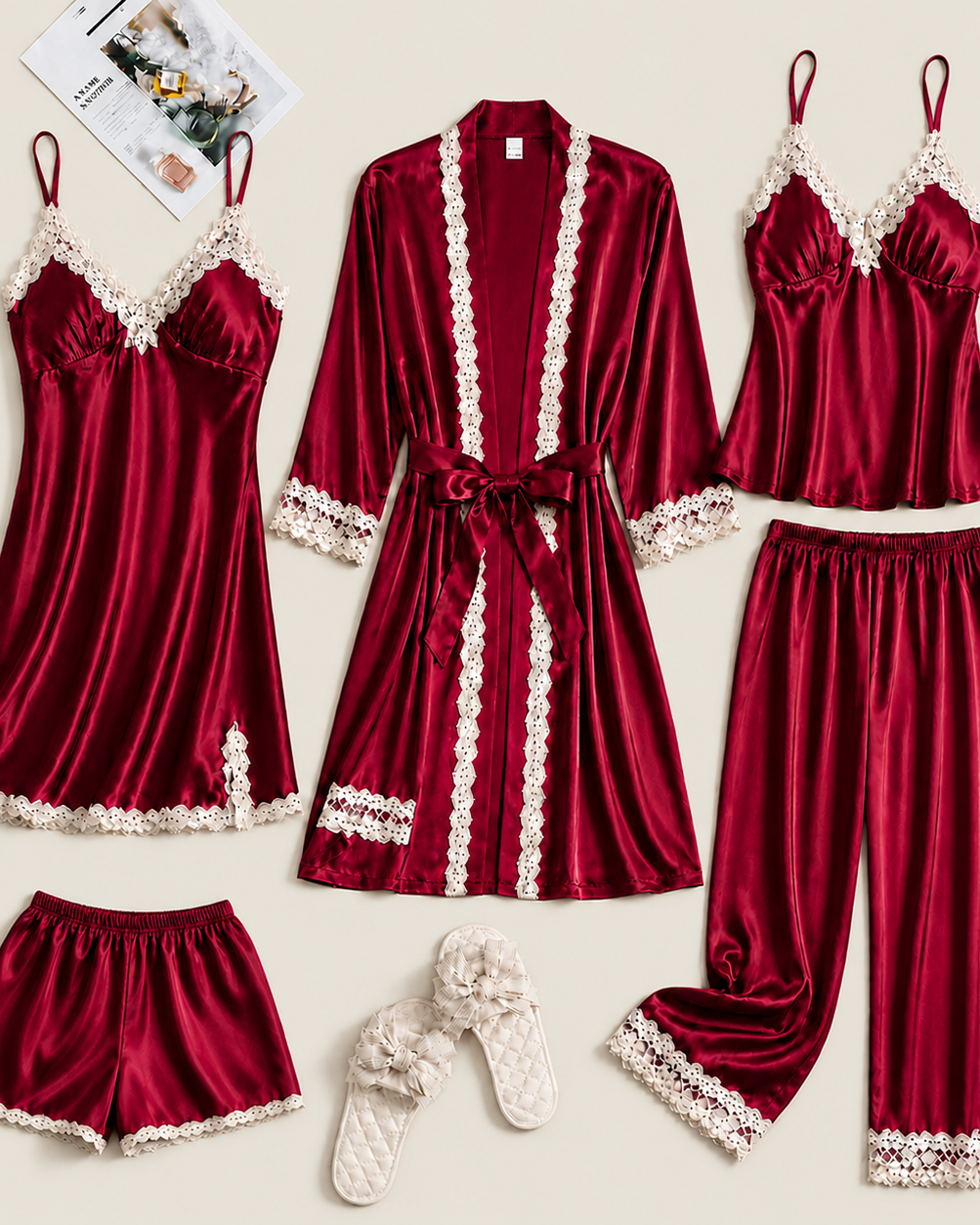 Nachtwäsche-Set – elegante und bequeme Schlafwäsche - Rot - Pajama Set - Concept Fashionlab Boutique