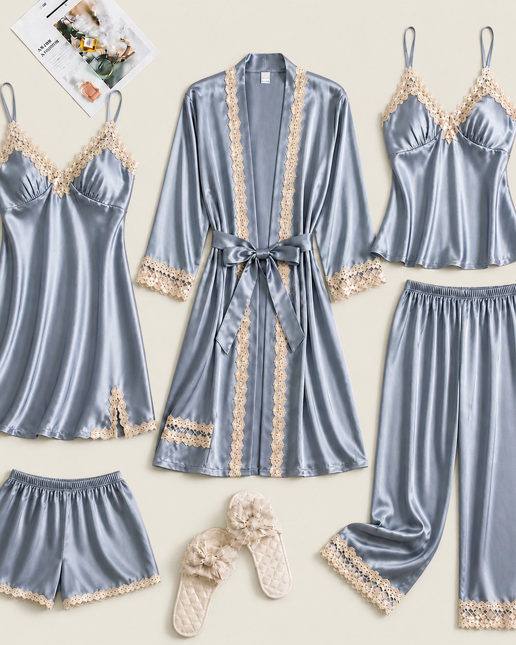 Nachtwäsche-Set – elegante und bequeme Schlafwäsche - Blau - Pajama Set - Concept Fashionlab Boutique