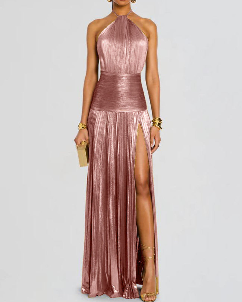 Thalia Metallic Maxi Dress in Peridot for an Elegant and Stunning Style - - Maxi Dress - Concept Fashionlab