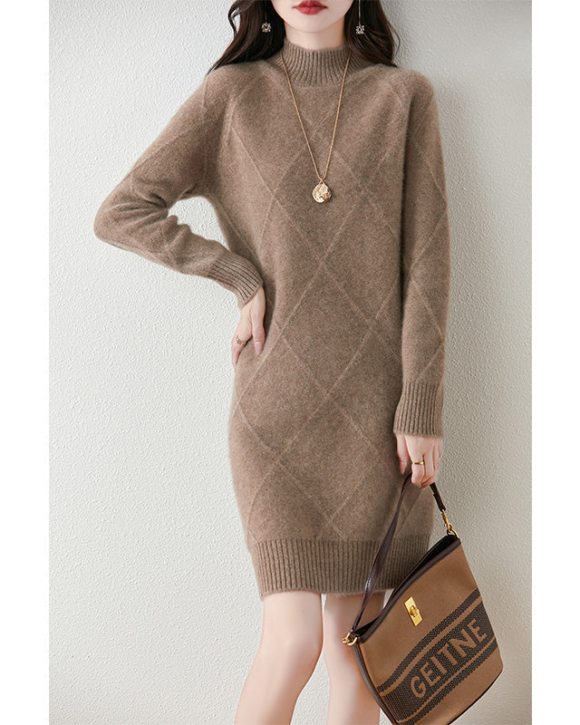 Damen Elegantes Winterkleid - Braun - Damen > Kleider - Concept Fashionlab