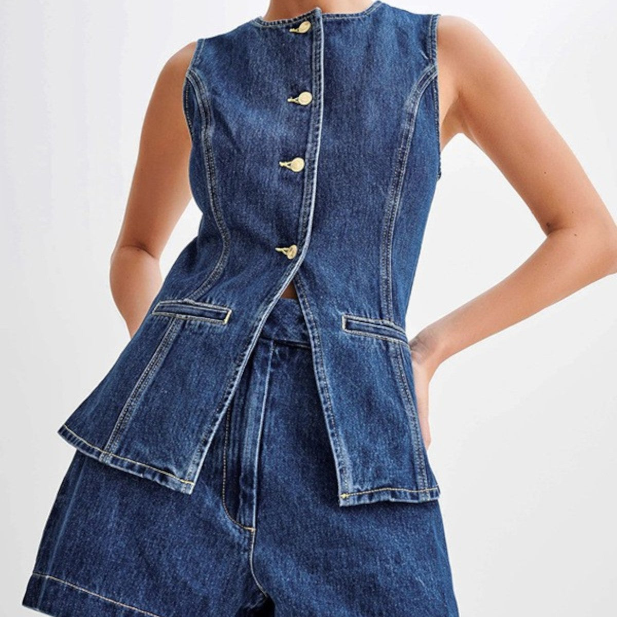 Nova Denim-Weste und Shorts-Set