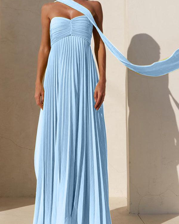 Simple Elegant Look Tube Dress with Pleats and Ribbon - S - Maxi Dress - Concept Fashionlab