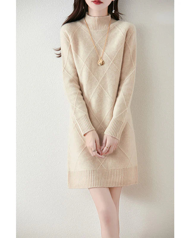 Damen Elegantes Winterkleid - Beige - Damen > Kleider - Concept Fashionlab