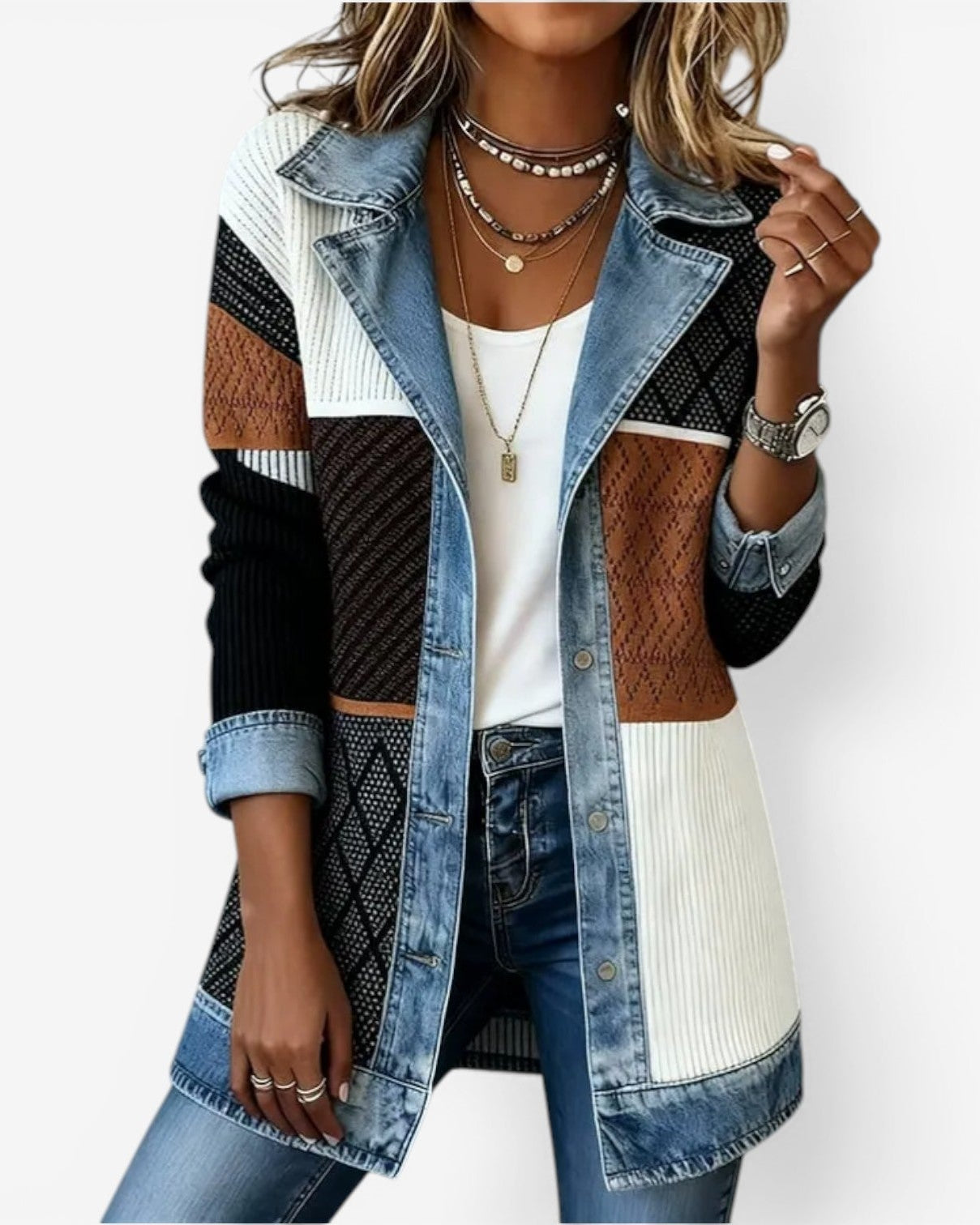 Emilia | Blazer aus Denim-Mix - Nebel - - Margaret & Rose