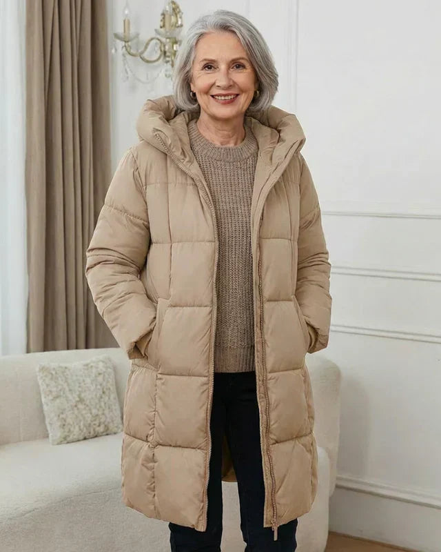 Damen Karyl Kapuzen-Quiltjacke für den Winter – Gemütliche Wärme und - Kamel - Damen > Sets > Outfit - Concept Fashionlab