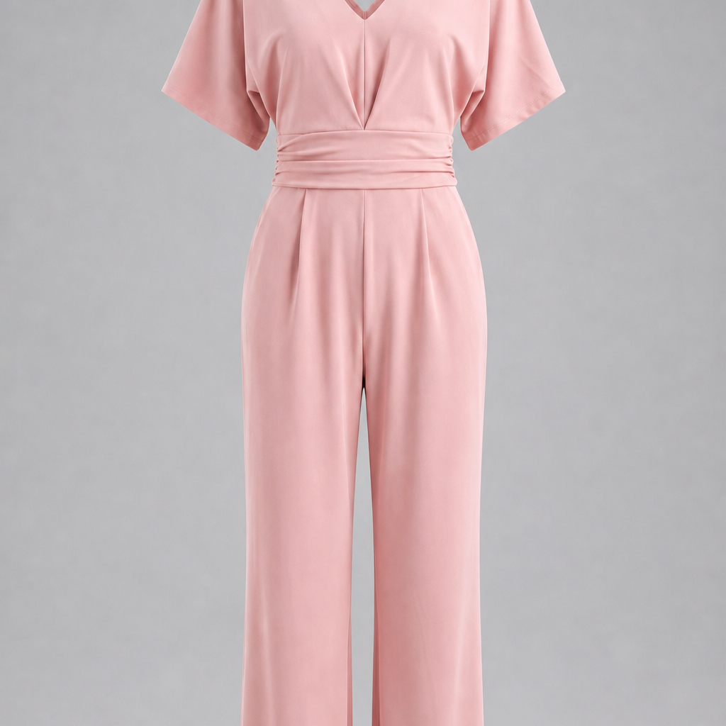 Lena - Eleganter V-Ausschnitt-Jumpsuit - Rosa - Jumpsuit - Concept Fashionlab Boutique