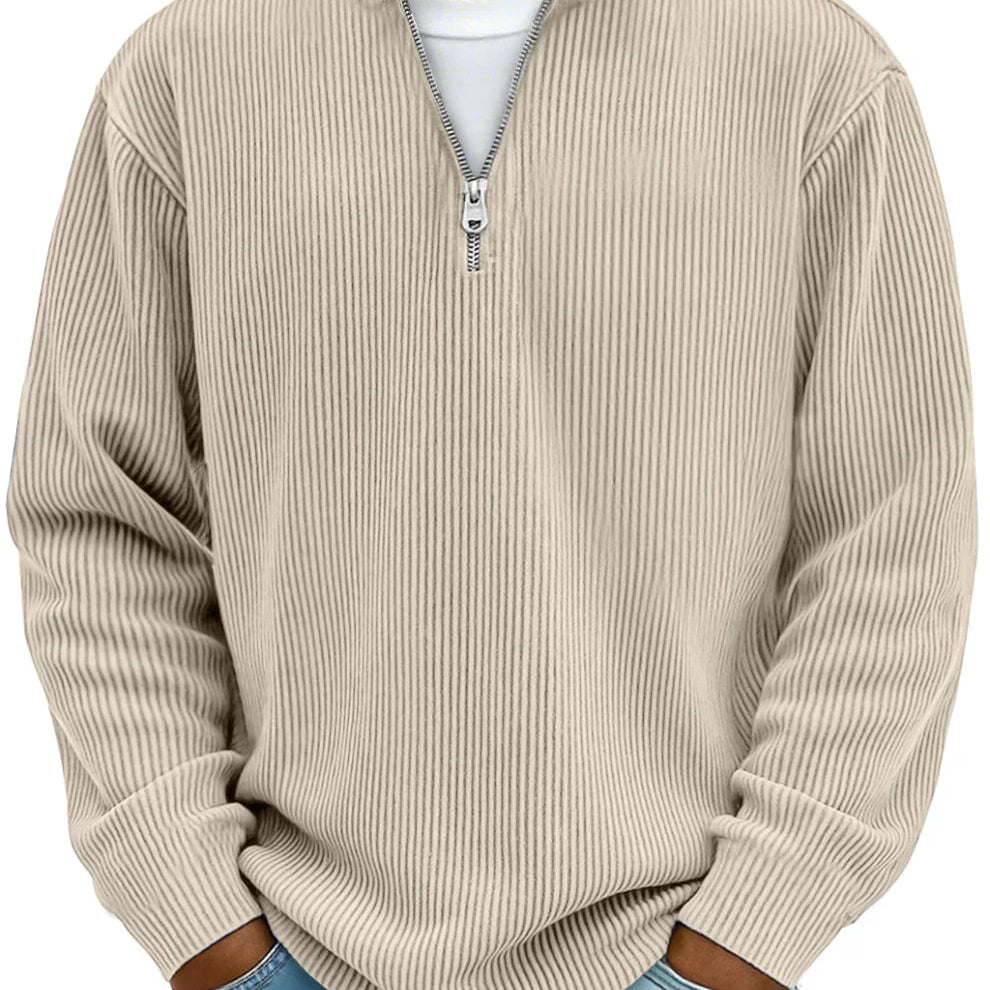 Gehobener Strickpullover mit Halbreißverschluss für alltägliche Eleganz