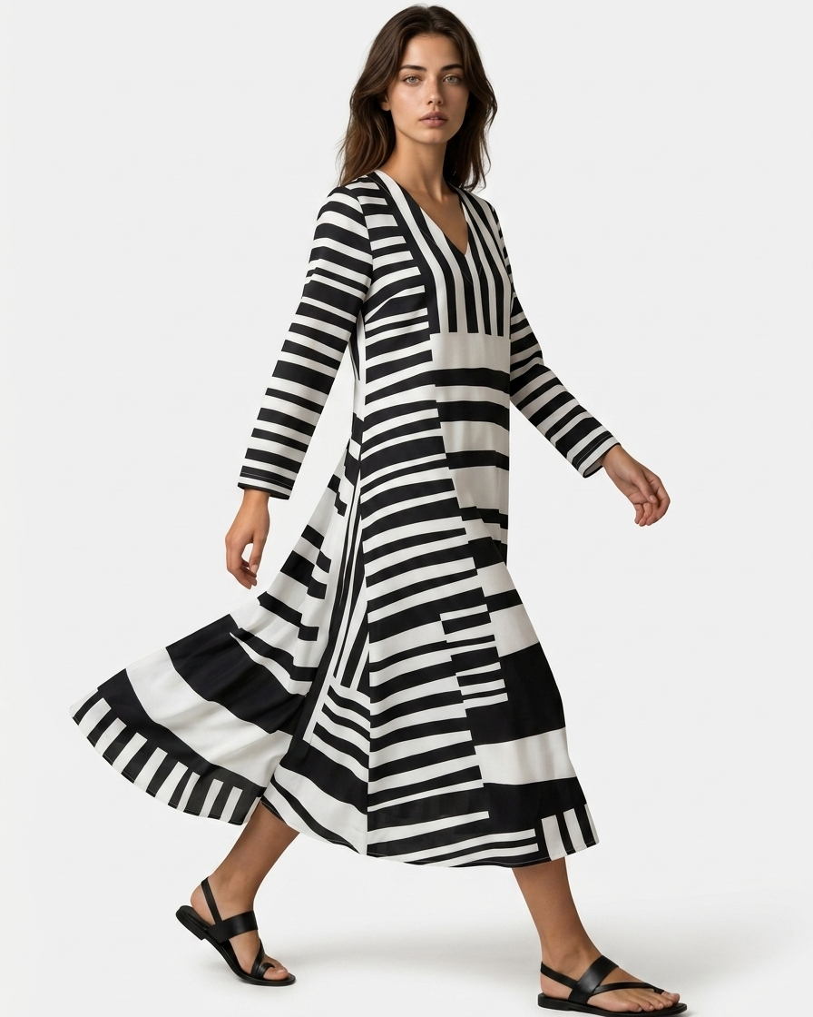 Raffiniertes geometrisches Kleid für einen modernen, eleganten Look Damen - - Dress - Concept Fashionlab