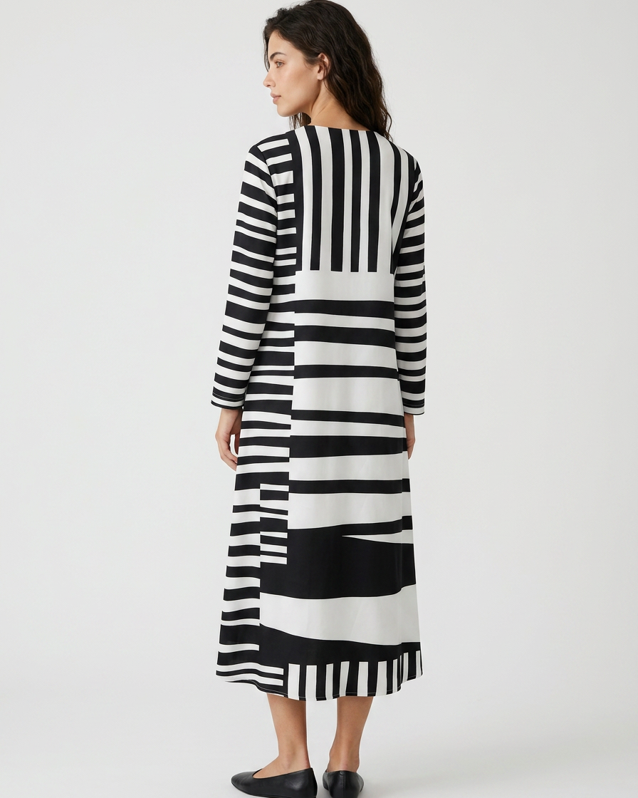 Raffiniertes geometrisches Kleid für einen modernen, eleganten Look Damen - - Dress - Concept Fashionlab