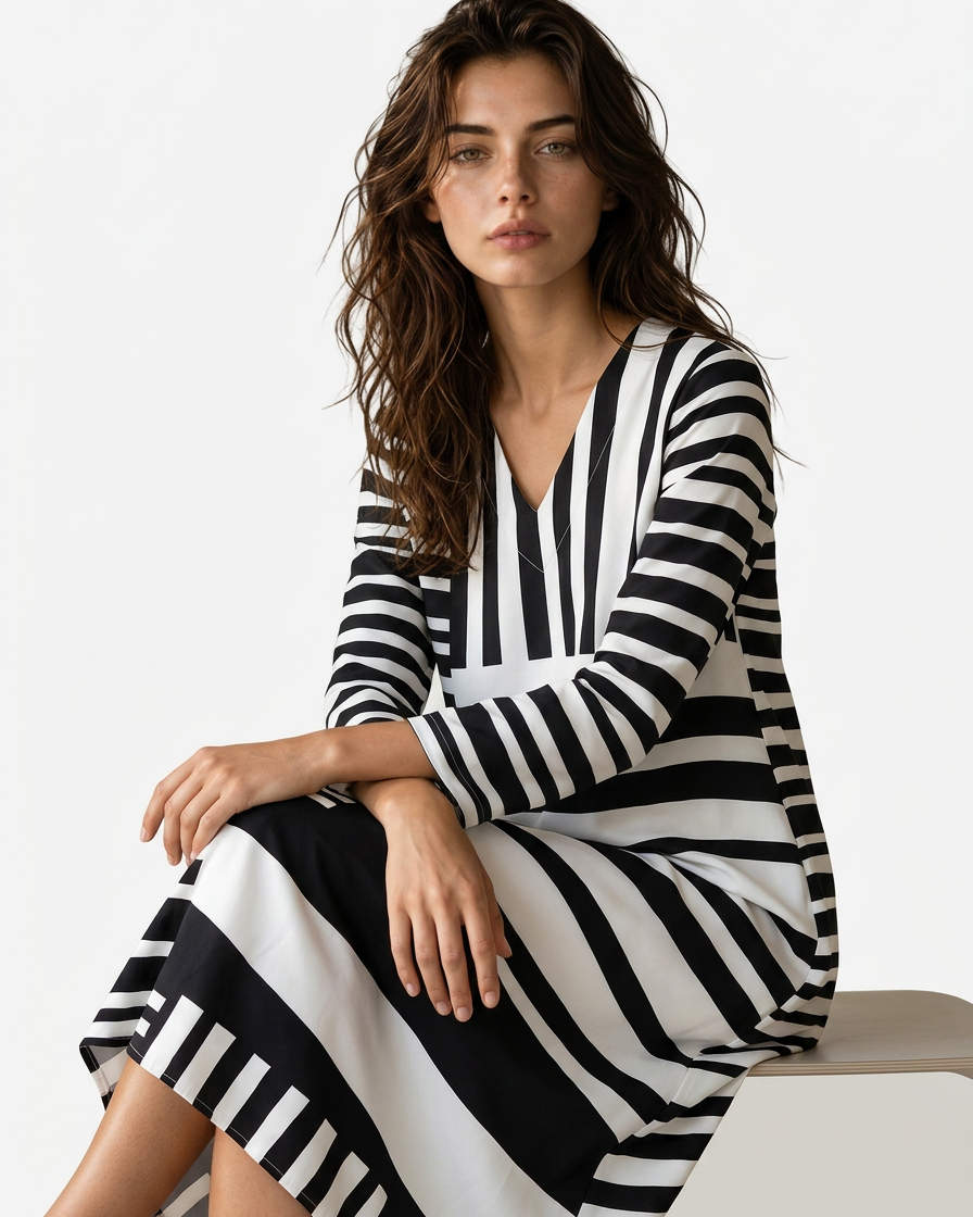 Raffiniertes geometrisches Kleid für einen modernen, eleganten Look Damen - - Dress - Concept Fashionlab