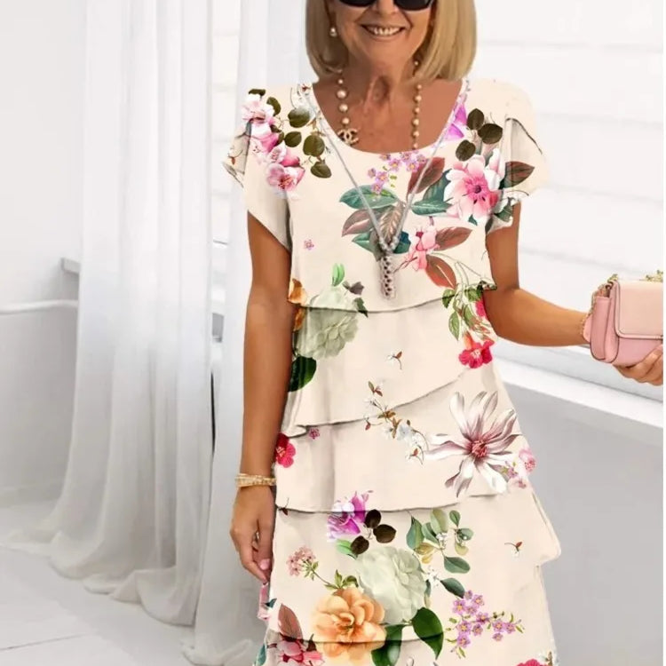 Helena | Elegantes Komfort-Rüschenkleid - Aprikose - - Cow Clothing
