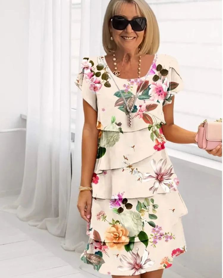 Helena | Elegantes Komfort-Rüschenkleid - Aprikose - - Cow Clothing