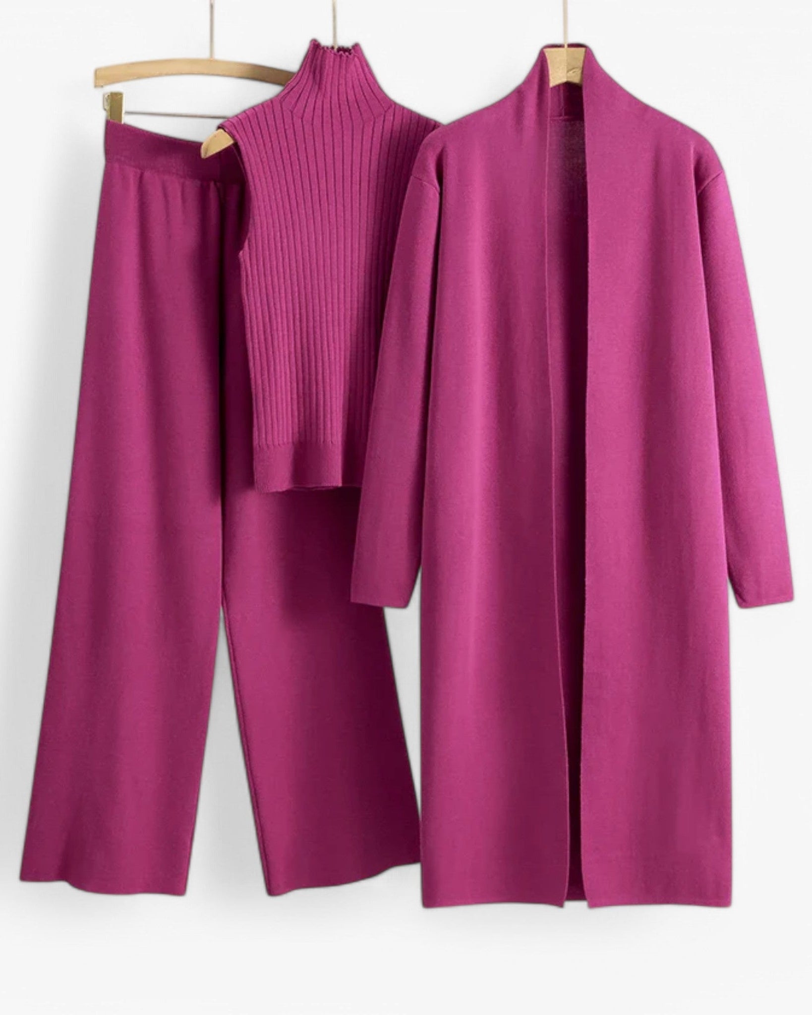 Ivy I Vintage Strickset 3-teilig - Rosa Einheitsgröße - Loungewear Set - Concept Odense