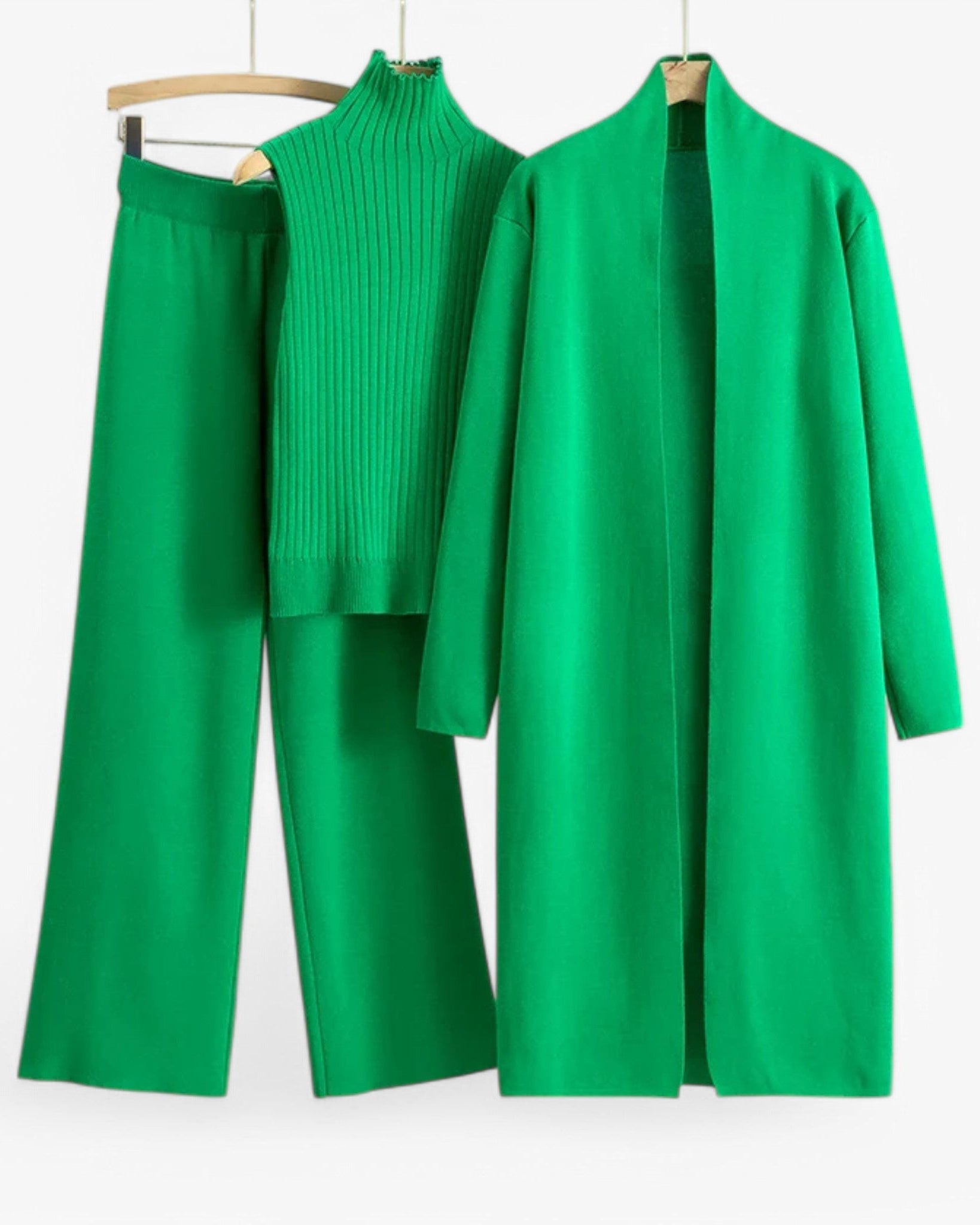 Ivy I Vintage Strickset 3-teilig - Grün Einheitsgröße - Loungewear Set - Concept Odense