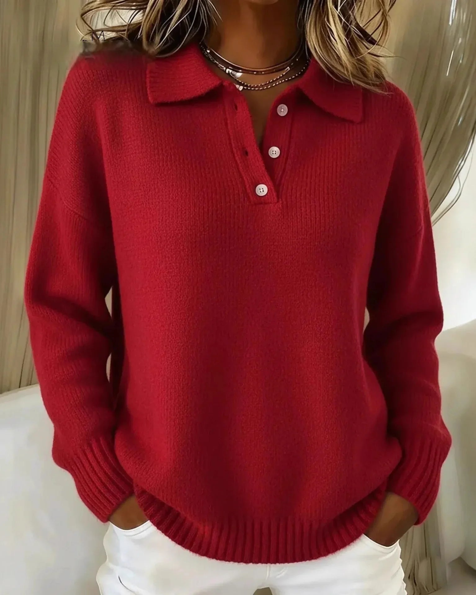 Duna – Strickpullover - Rot - - Cow Clothing