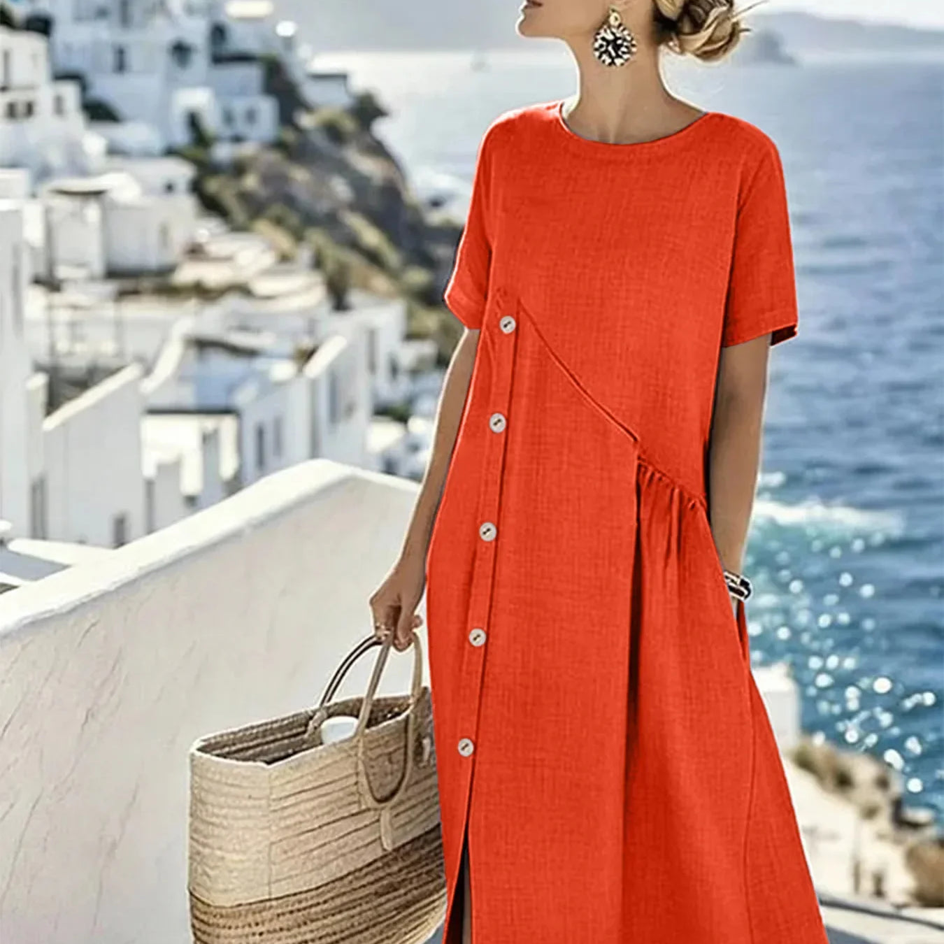 Talia | Midikleid - Rot - - Cow Clothing