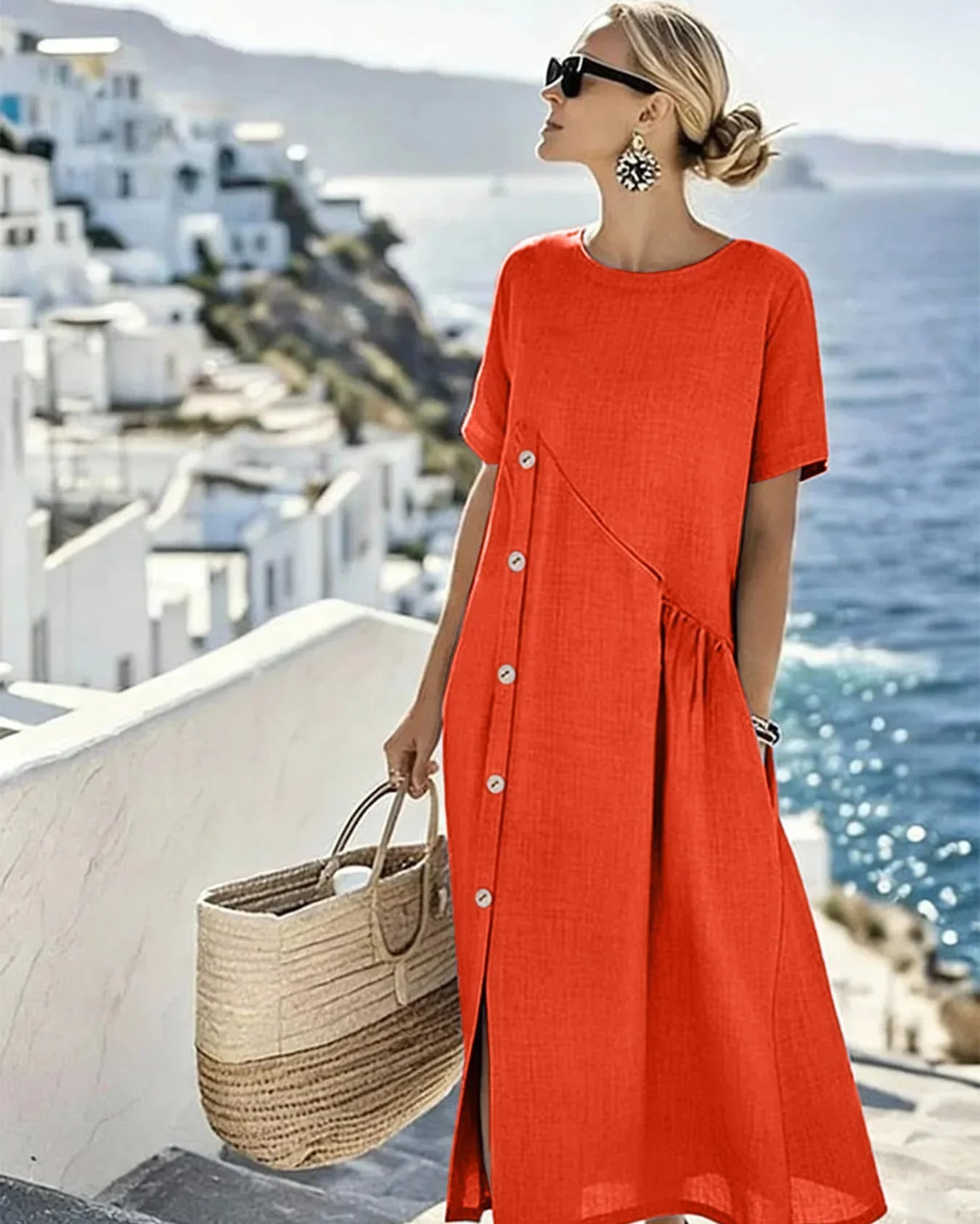 Talia | Midikleid - Rot - - Cow Clothing