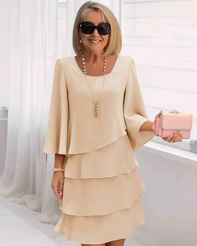 Catherine | Elegantes Komfort-Rüschenkleid - Khaki - - Cow Clothing