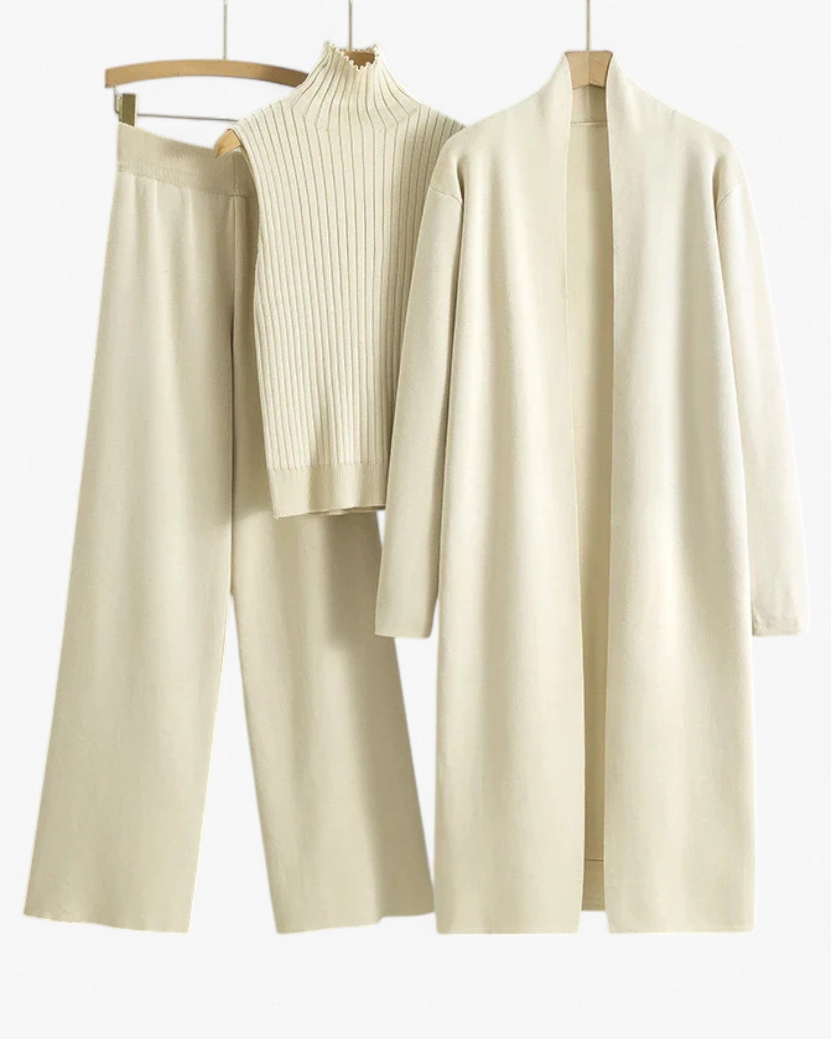 Ivy I Vintage Strickset 3-teilig - Aprikose Einheitsgröße - Loungewear Set - Concept Odense