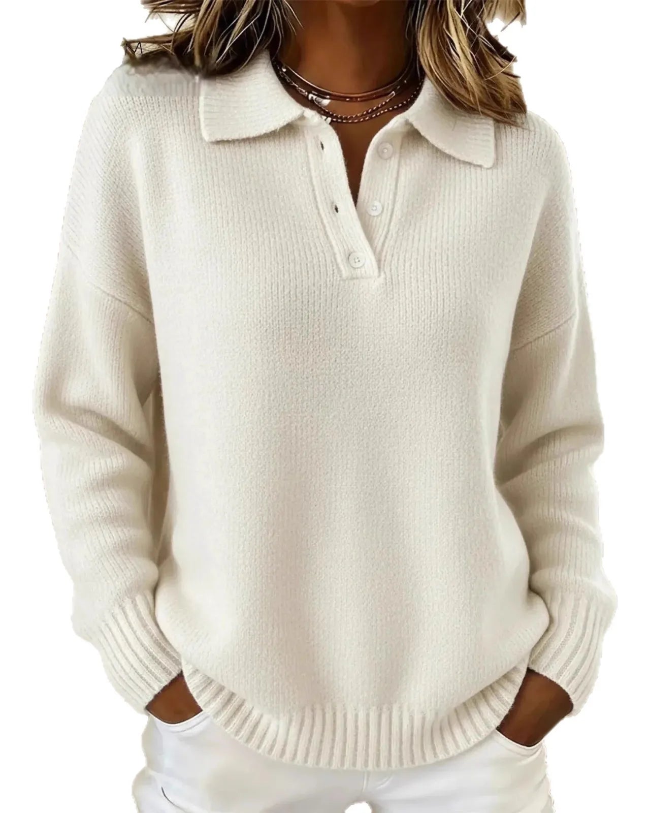 Duna – Strickpullover - Weiß - - Cow Clothing