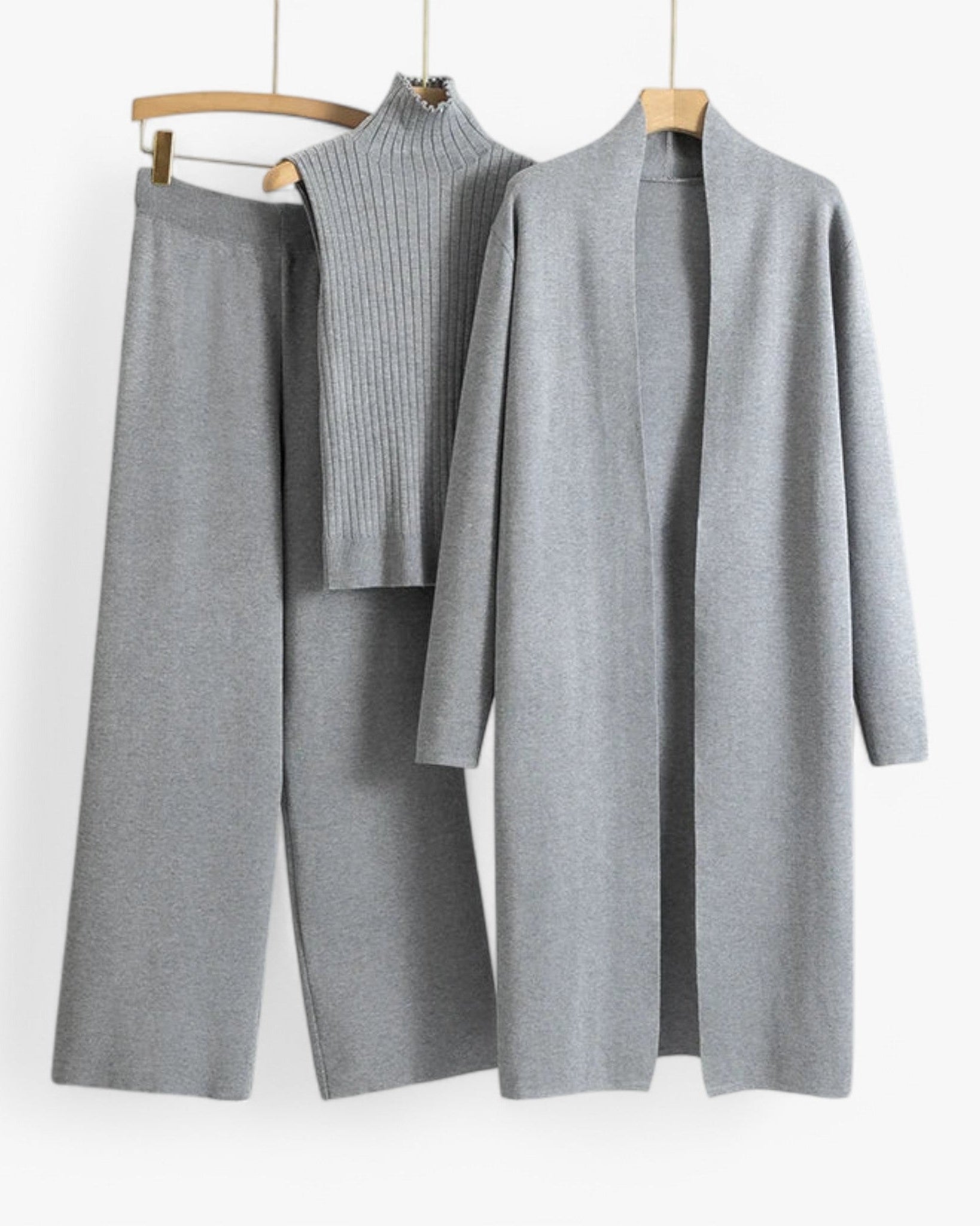 Ivy I Vintage Strickset 3-teilig - Grau Einheitsgröße - Loungewear Set - Concept Odense