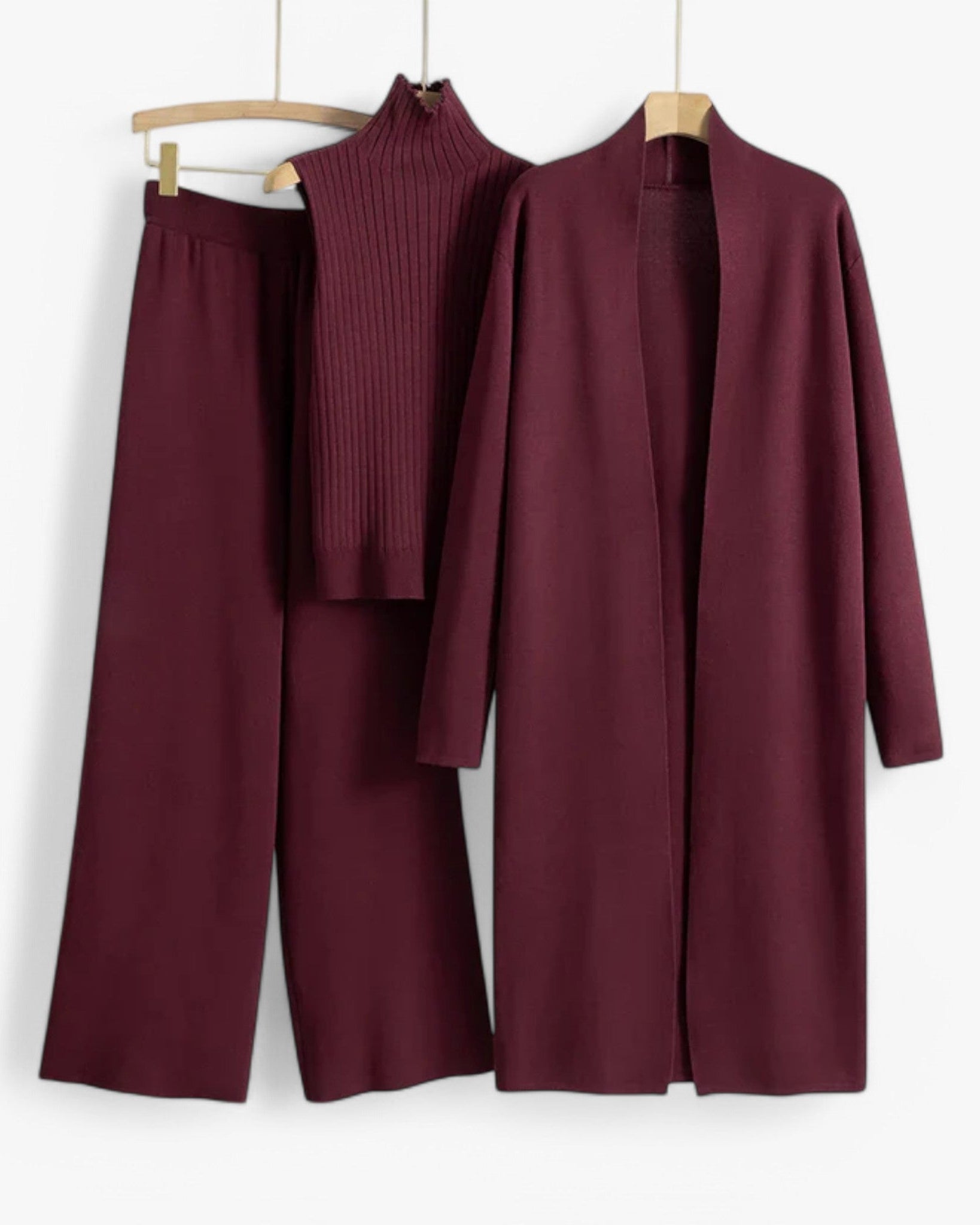 Ivy I Vintage Strickset 3-teilig - Rot Einheitsgröße - Loungewear Set - Concept Odense