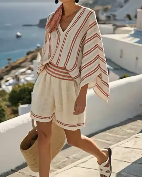 Georgia | Gestreiftes Sommer-Set für mühelosen Küstenlook - - Striped Summer Set - Concept Fashionlab