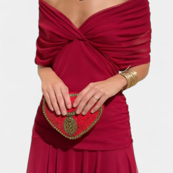 Damen Elegantes langes Blumenkleid mit V-Ausschnitt