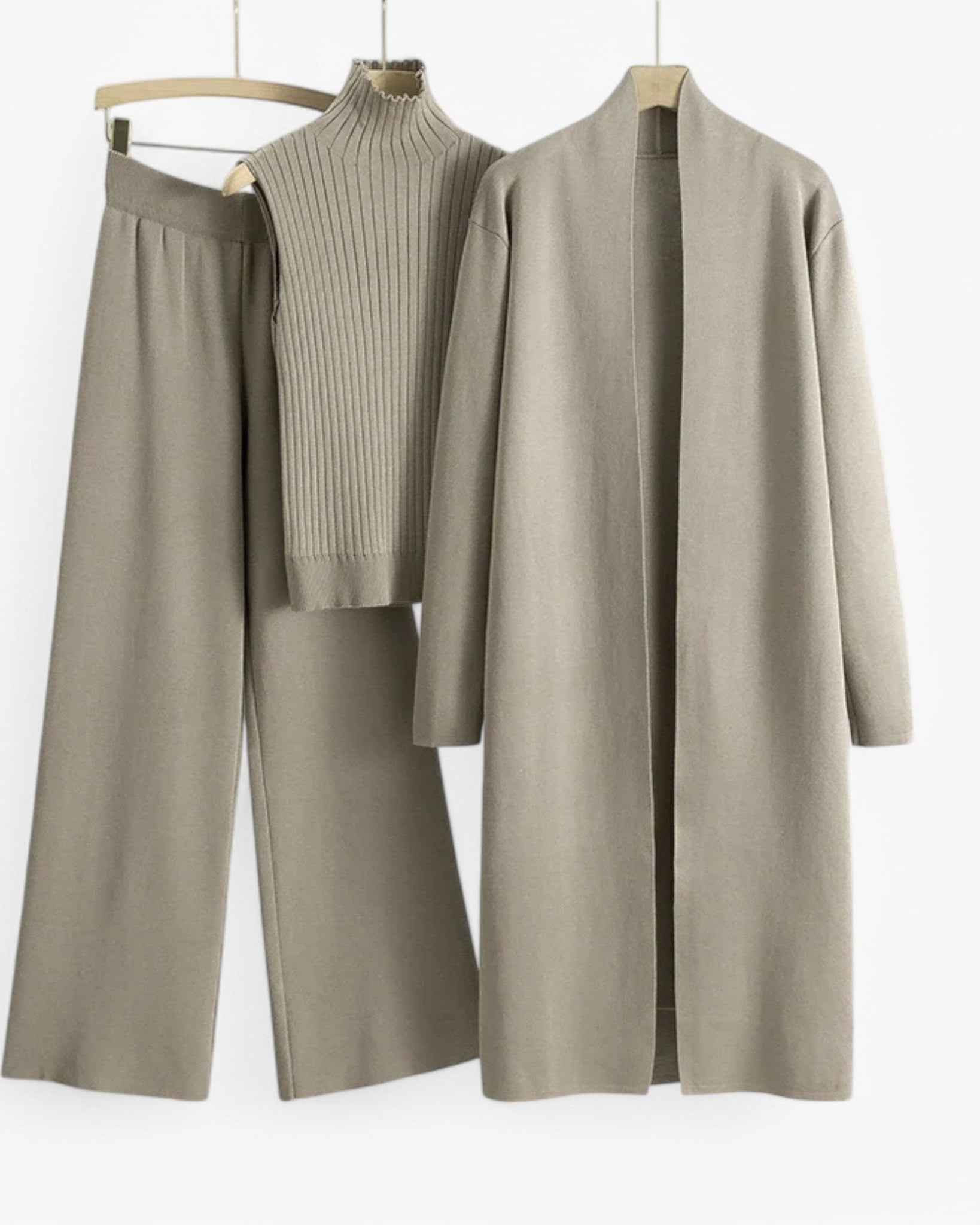 Ivy I Vintage Strickset 3-teilig - Braun Einheitsgröße - Loungewear Set - Concept Odense