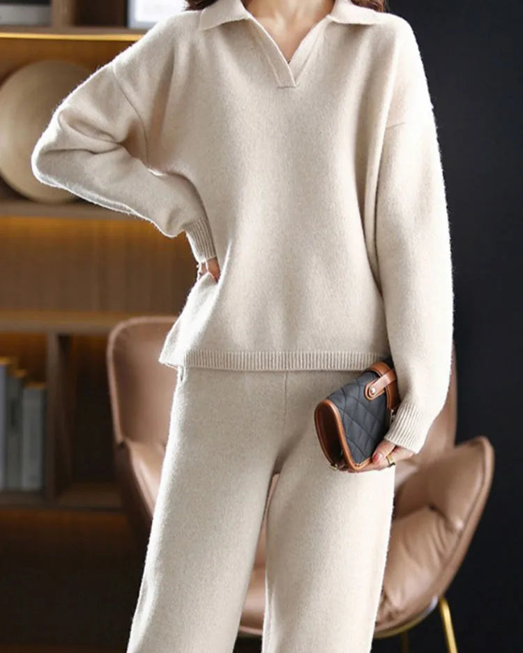 Polo-Strick-Set – müheloser Stil, ganztägiger Komfort - - Two-Piece Set - Concept Fashionlab
