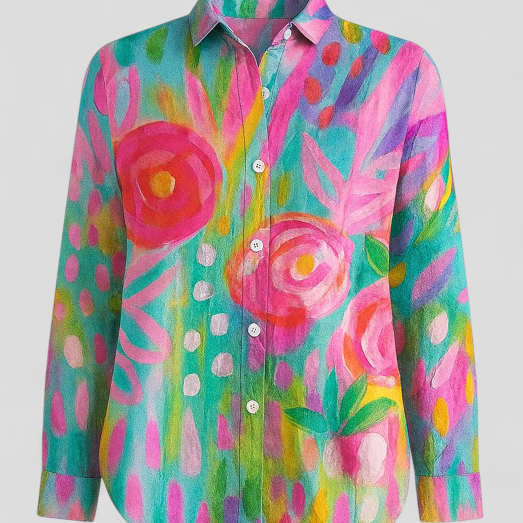 Damen Damenbluse mit einem einzigartigen bunten Print
