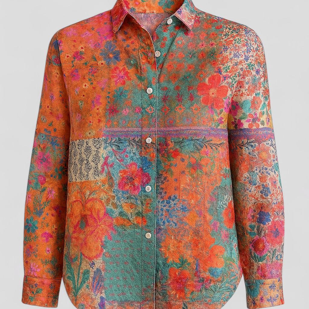 Damen Damenbluse mit einem einzigartigen bunten Print