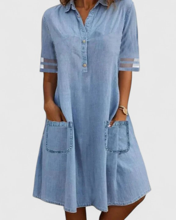 Brittany | Figurschmeichelndes Jeanskleid - Blau - Women > Dresses - Cow Clothing