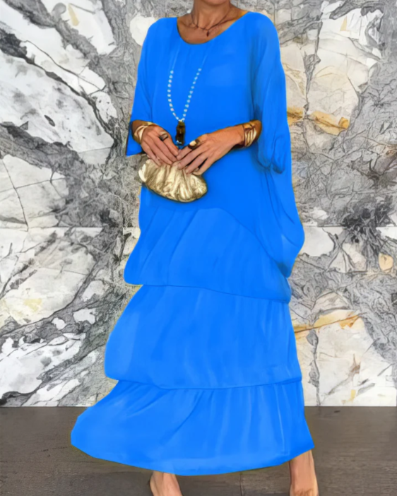 Luxuriöses, fließendes Maxikleid - Blau - Maxi Dress - Concept Fashionlab