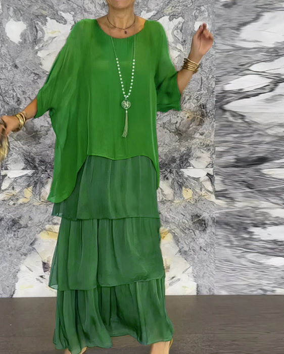 Luxuriöses, fließendes Maxikleid - Hellgrün - Maxi Dress - Concept Fashionlab