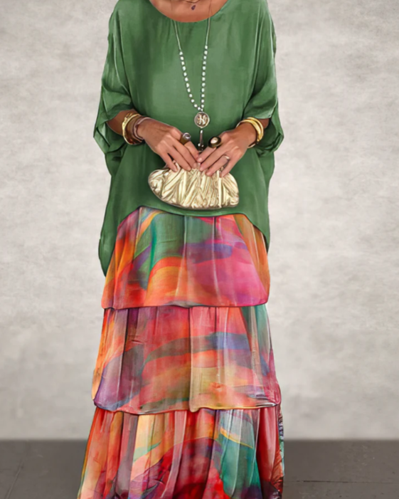 Luxuriöses, fließendes Maxikleid - Mehrfarbig - Maxi Dress - Concept Fashionlab