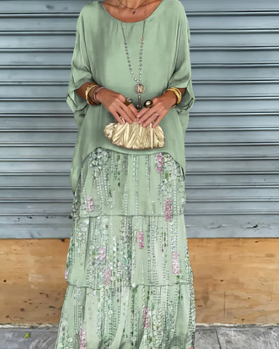 Luxuriöses, fließendes Maxikleid - Weißliches Grün - Maxi Dress - Concept Fashionlab