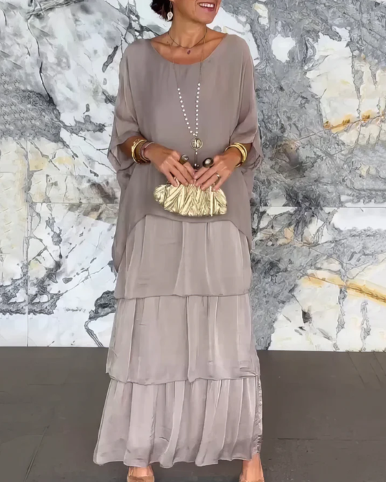 Luxuriöses, fließendes Maxikleid - Grau - Maxi Dress - Concept Fashionlab